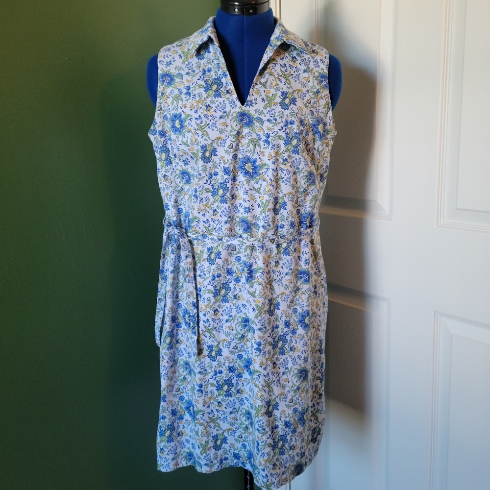 Talbots 8P Floral Sleeveless Collared Dress